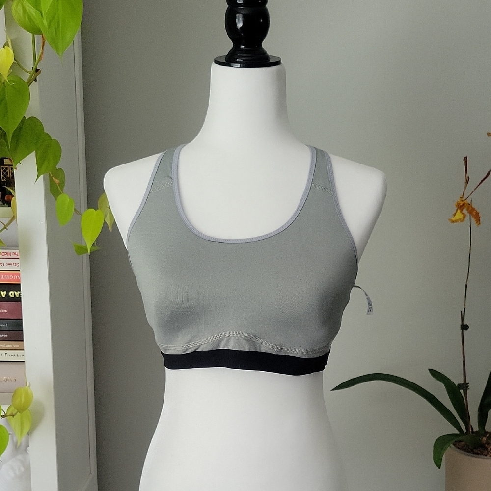 Gray and Black Women's Sports Bra